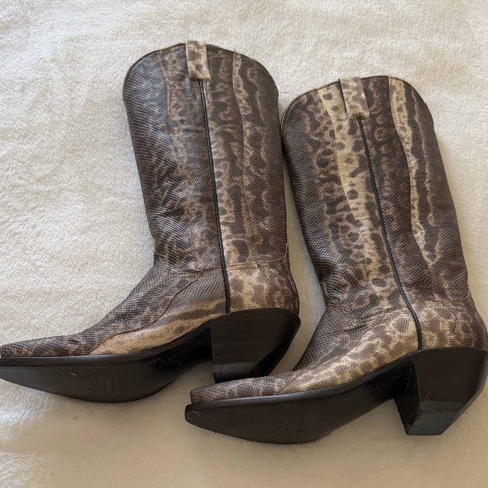 Lucchese Brown Patterned Heeled Boots
